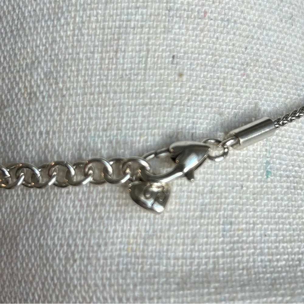 Brighton Meridian Linx Petite Necklace 18”Silver Plated Crystals & Cloth Bag